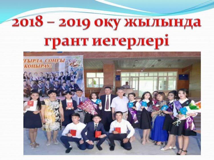 2018 – 2019 оқу жылында грант иегерлері