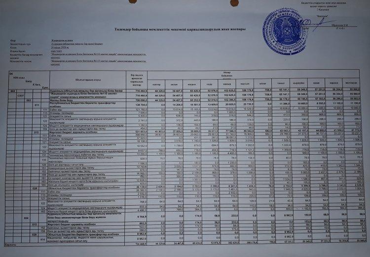 Төлемдер бойынша мемлекеттік мекемені қаржыландырудың жеке жоспары